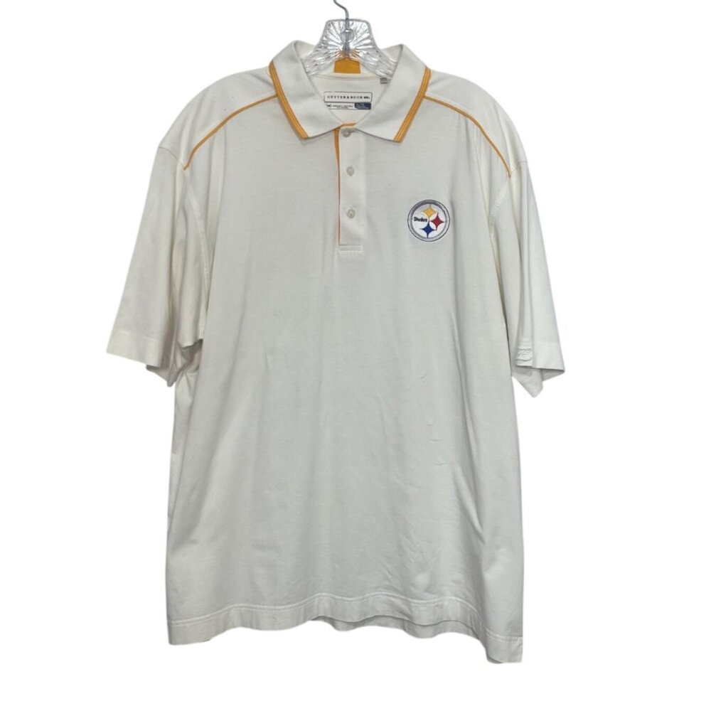 Cutter & Buck Pittsburgh Steelers Polo Shirt XL White Organic Cotton